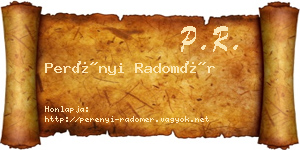 Perényi Radomér névjegykártya